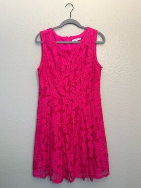 Studio One Hot Pink Lace A-Line Mini Dress